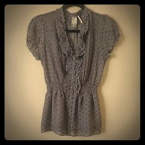 Guess Grey Polkadot Blouse